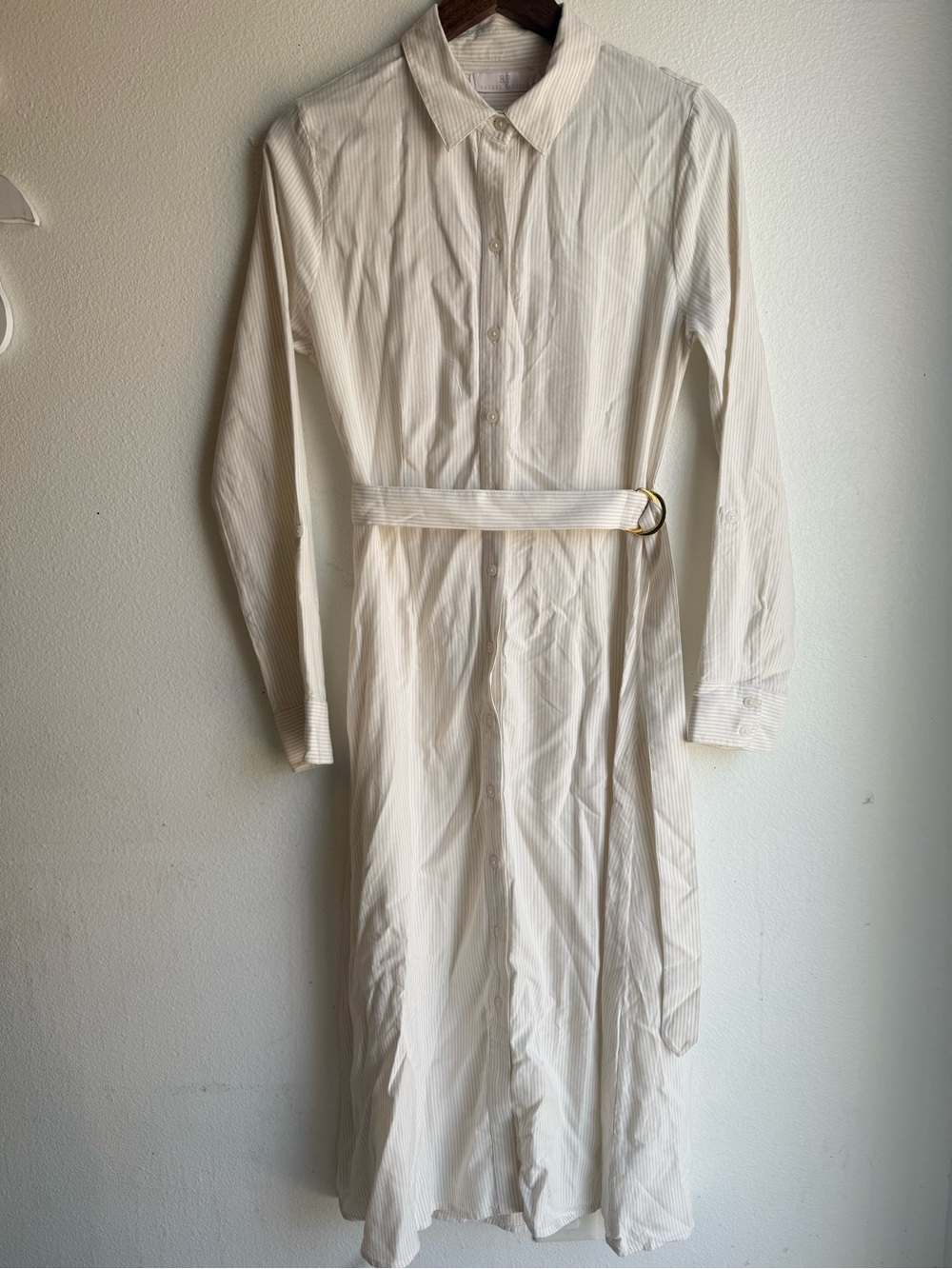 Rachel Parcell Ivory Long-Sleeve Belted Shirt Dress